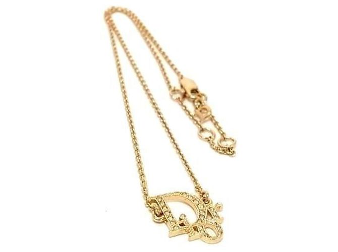Collana Christian Dior in metallo dorato e strass D'oro