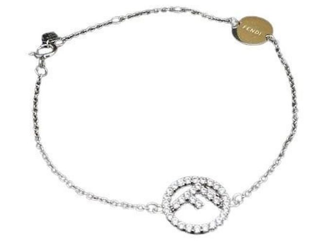 Pulseira de Berloques com Strass Prateada Fendi Prata