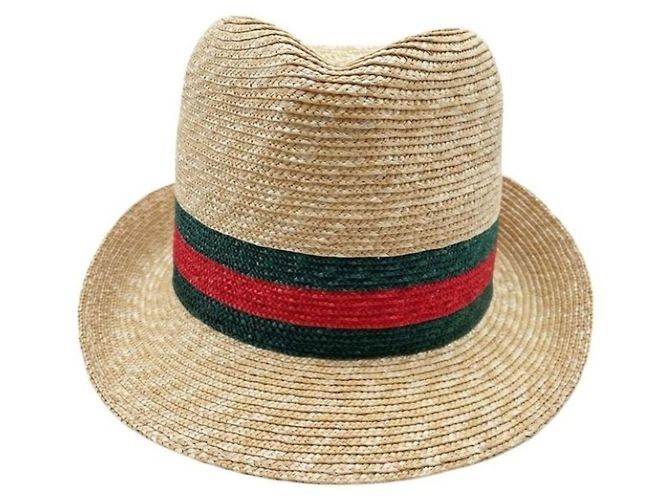 Gucci Strohhut in Grün und Rot