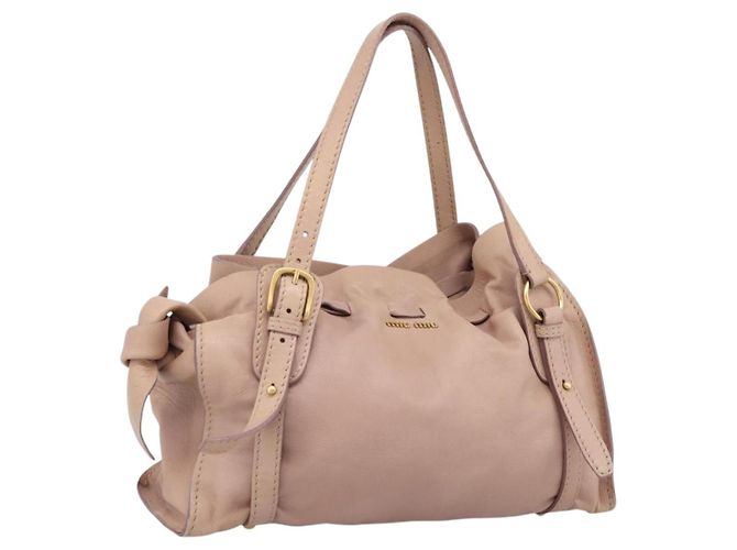 Borsa Tote Miu Miu Pelle Beige Oro Auth 196841V D'oro