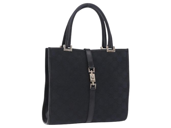Bolsa GUCCI GG Canvas Jackie Preta e Dourada 002 1065 Auth 180760