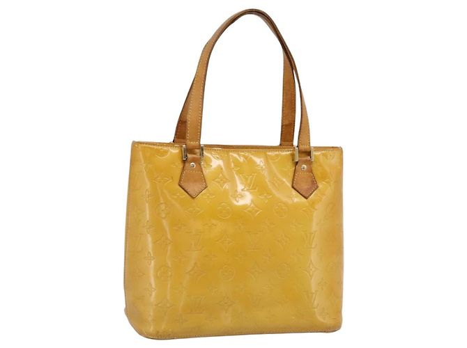 Sac à main LOUIS VUITTON Monogram Vernis Houston Lime Yellow M91055 Auth BA14990