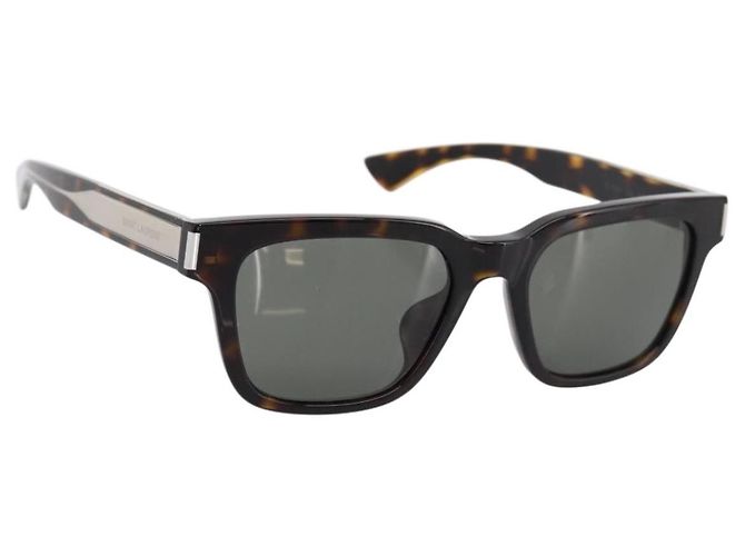 Occhiali da sole SAINT LAURENT Tartarugati Plastica Brown Silver Auth BA15028A Marrone Argento