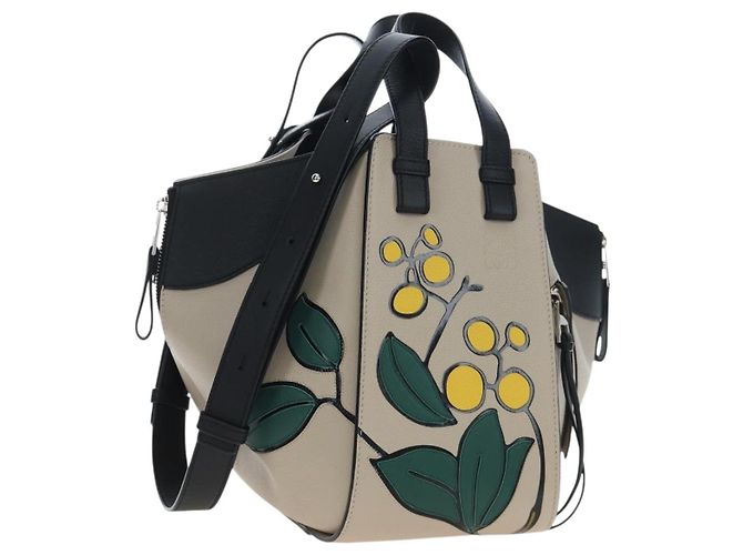 Sac à main LOEWE Hammock Herbarium en cuir 2 Beige Silver Auth 193784SAM Argenté