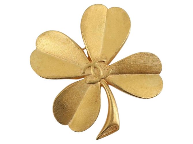 Spilla CHANEL Metallo Tono Oro CC Auth bs36553