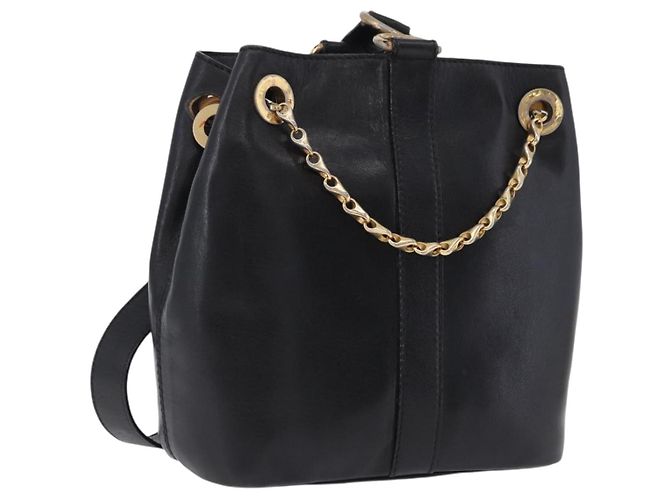 Céline Borsa a tracolla CELINE in pelle nera e oro Auth 193354 Nero D'oro