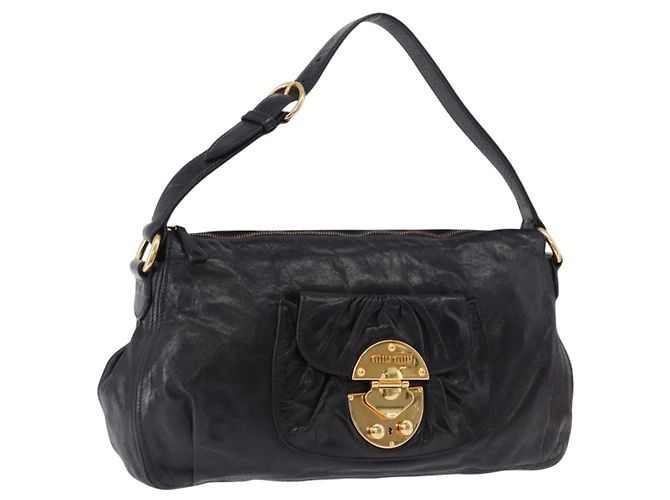 Borsa a tracolla Miu Miu in pelle nera e oro Auth 195676M Nero D'oro