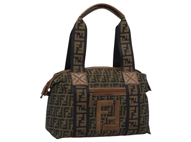 FENDI Zucca Canvas Tote Bag Braun Schwarz Auth 195234A