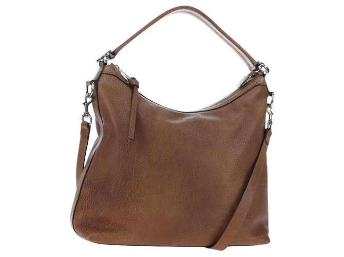 GUCCI Interlocking Handtasche Leder 2way Brown Silver 326514 Auth 195798V Braun Silber