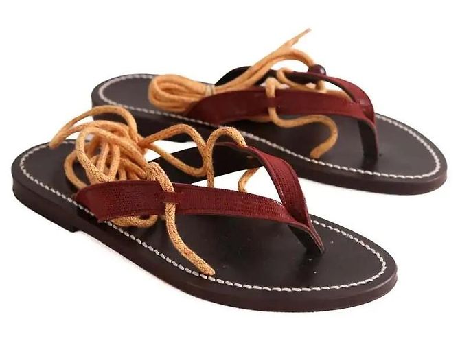 Autre Marque Amalfi Sandalen in brauner Echsenleder-Optik
