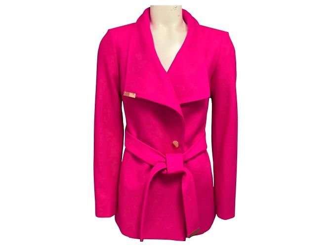 Ted Baker Casaco curto wrap Keyla rosa fúcsia com cinto