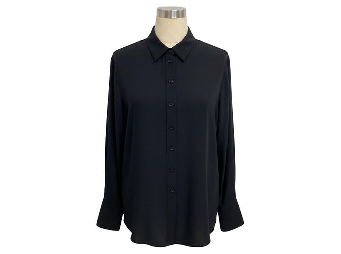 Blusa de seda de manga comprida com botões frontais Joseph Black Preto