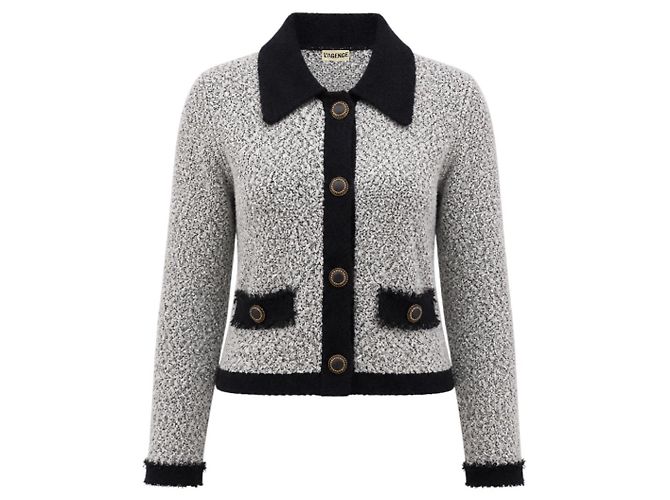 L'Agence White / Black Arielle Knit Jacket Multicor