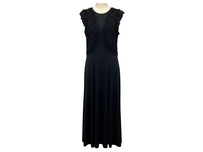 Ulla Johnson Maxikleid aus Bio-Baumwolle in Schwarz mit Raffel-Details