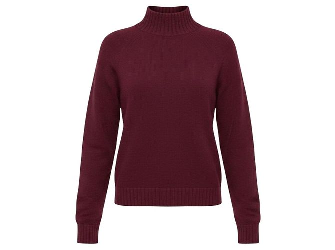 Autre Marque The Elder Statesman Kaschmir-Strickpullover mit Stehkragen Burgundy Bordeaux