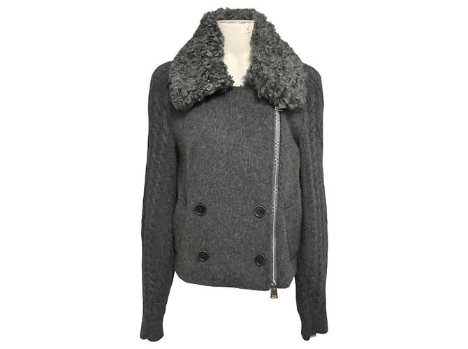 Jonathan Simkhai Simkhai Charcoal Grey Giovana Wool Jacket
