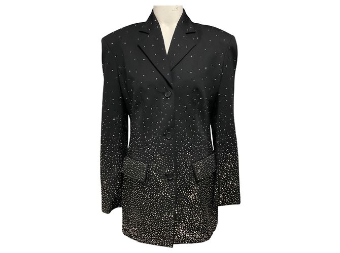 Off White Off-White Black Single Breasted Crystal Embellished Wool Blazer
