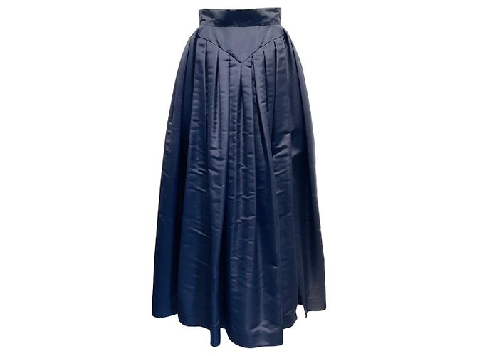 Gonna ampia in seta blu navy vintage Chanel