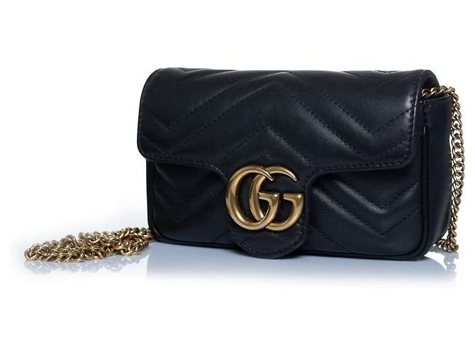Gucci, Bolsa mini marmont em couro preto