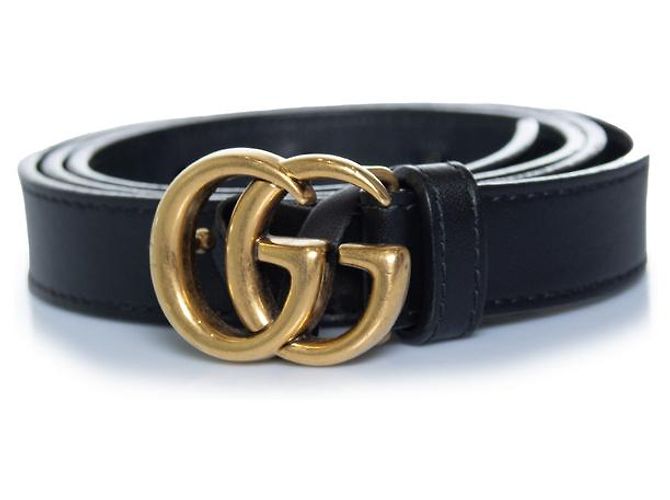 Gucci, thin leather GG belt in black