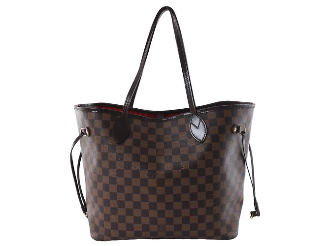 Borsa a tracolla Louis Vuitton Neverfull MM Damier Ebene Marrone N51105 Rosso