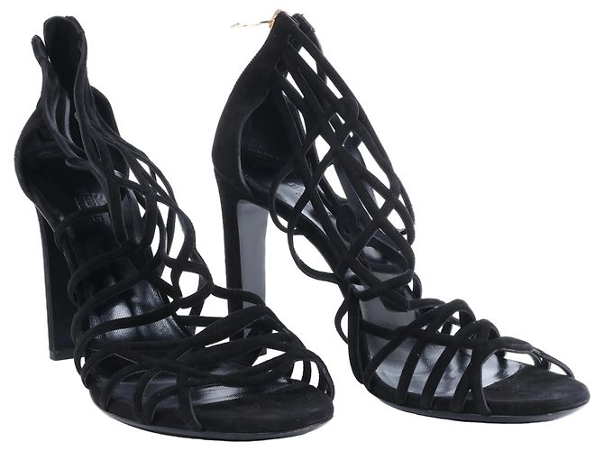 Hermès Black Suede Strappy Sandals EU 41