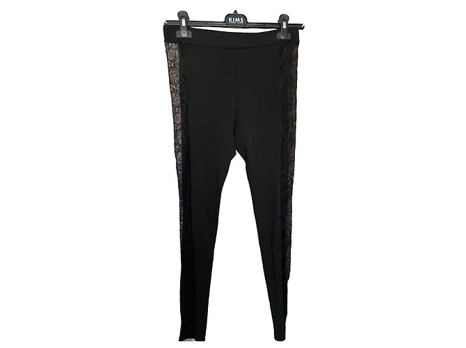 Leggings de algodón con panel de encaje negro Versus Versace 