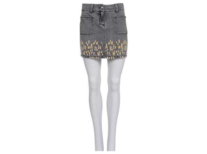 Timeless Chanel Minirock aus grauem Distressed-Denim - FR 36 gebraucht
