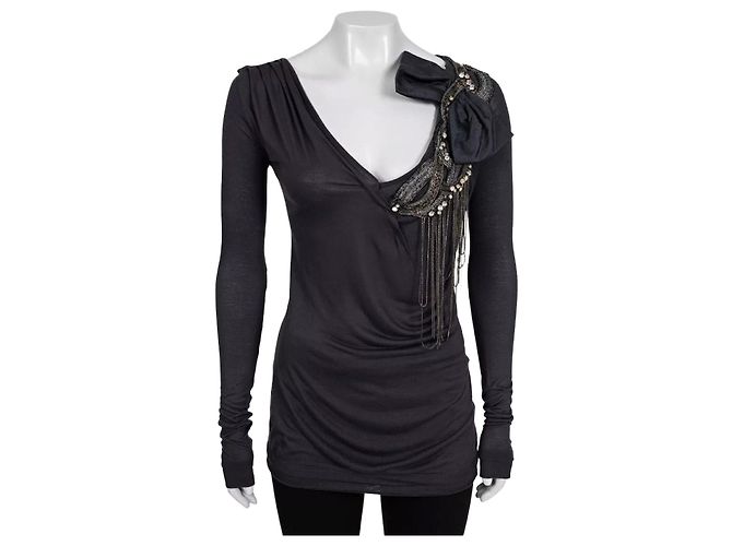 Top a maniche lunghe decorato Valentino Grigio US 4 usato
