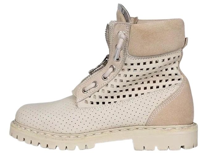 Bottines à lacets en cuir perforé et daim Balmain Taille 36.5 Occasion