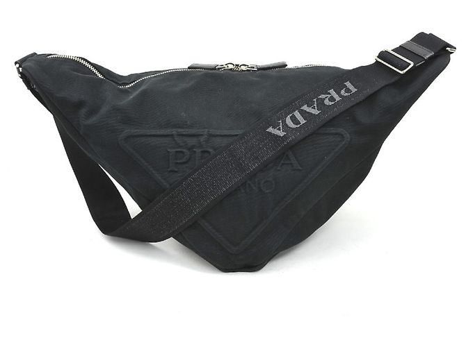 Borsa a tracolla Prada in tela nera Nero