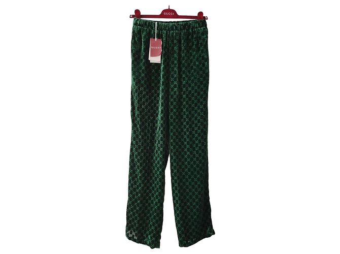 GUCCI GG DEVORÉ SAMTHOSE Grün