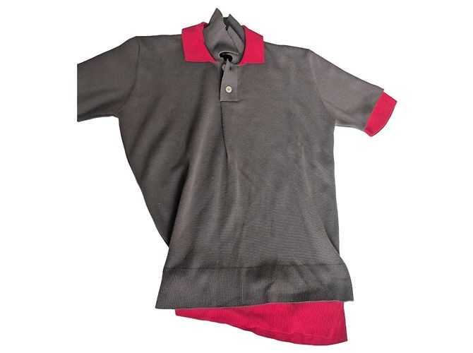 Polo Jacquemus in lana merino marrone e rossa Rosso