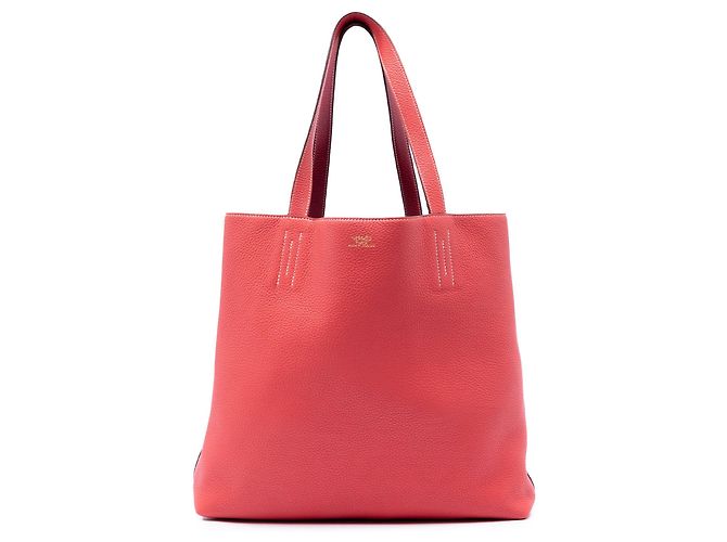 Bolso Tote Hermès Clemence Double Sens 36 Rojo Roja