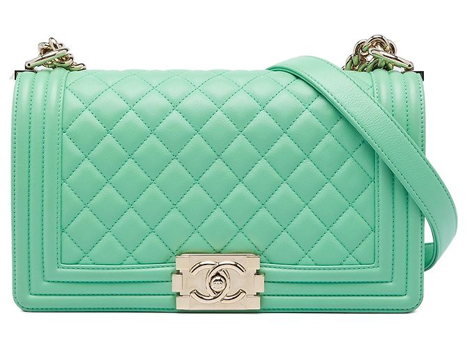 Borsa a tracolla Chanel Boy Flap in vitello matelassé, Old Medium, Verde