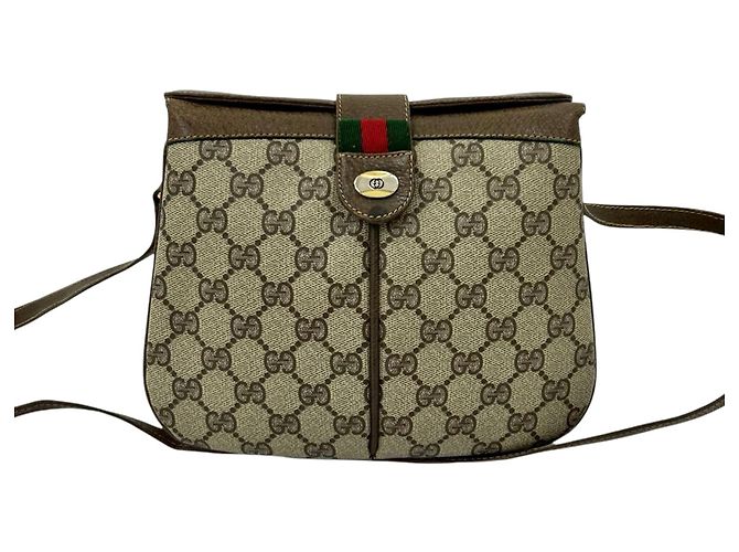 Borsa a tracolla Gucci GG Supreme Web marrone