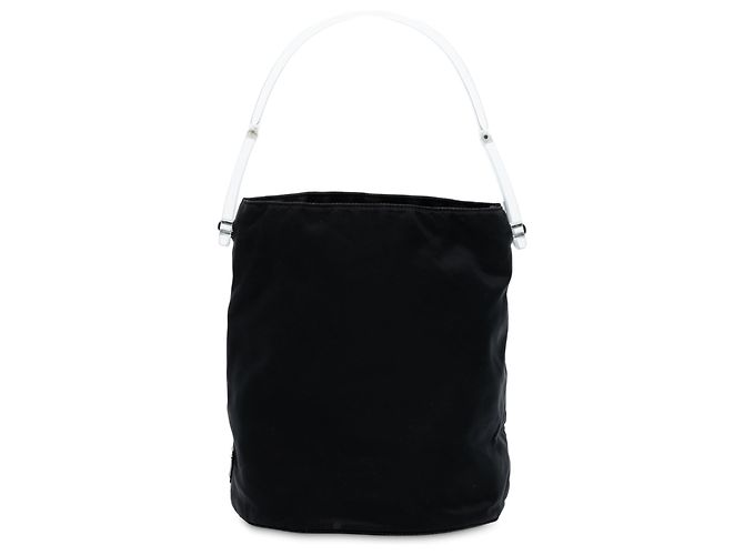 Borsa Prada Tessuto nera con manico in acrilico Nero