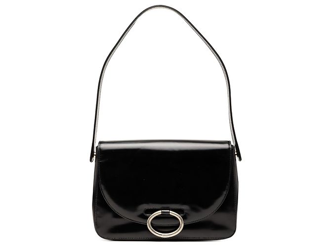 Borsa a tracolla con patta Prada in pelle Spazzolato nera Nero