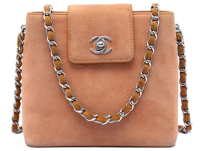 Borsa a tracolla Chanel CC in camoscio marrone