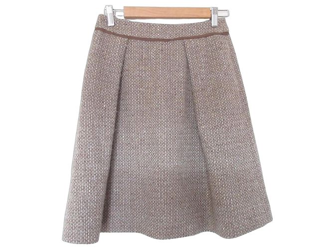 Autre Marque Saia trapézio em tweed de seda e lã FOXEY Marrom
