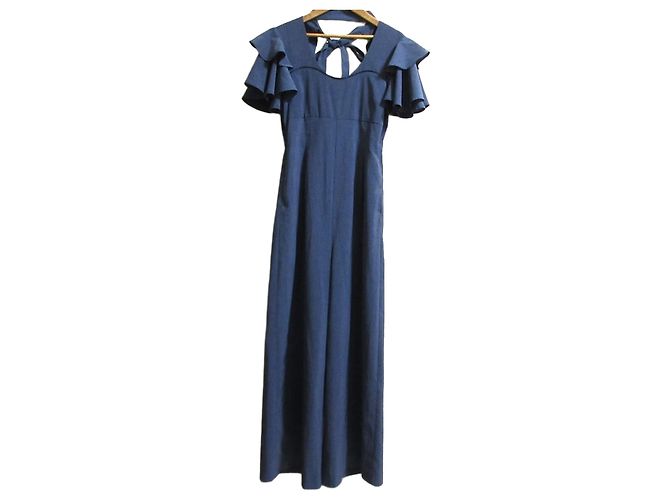 Autre Marque Leinwand-Jumpsuit Blau