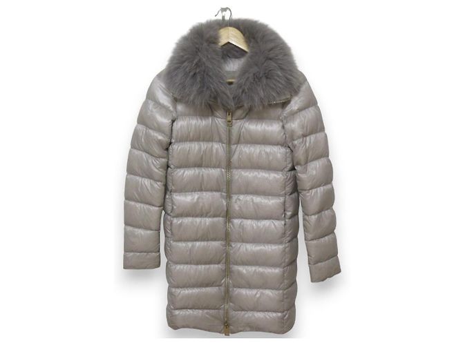 Autre Marque Herno Fox Fur Long Down Coat Brown