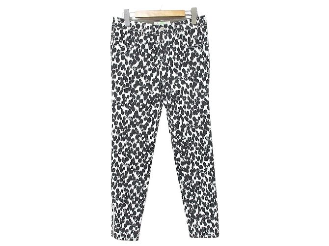 Stella Mc Cartney Pantalones slim de estampado de leopardo Stella McCartney Negro Blanco