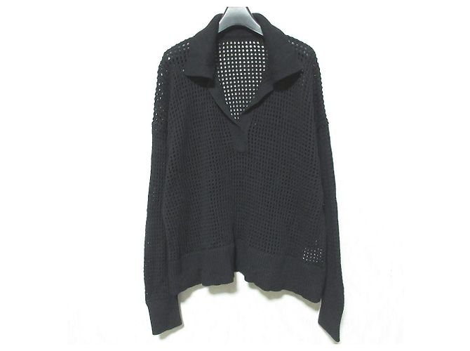 Autre Marque Diagram Grace Continental Mesh V Neck Knit Top Nero