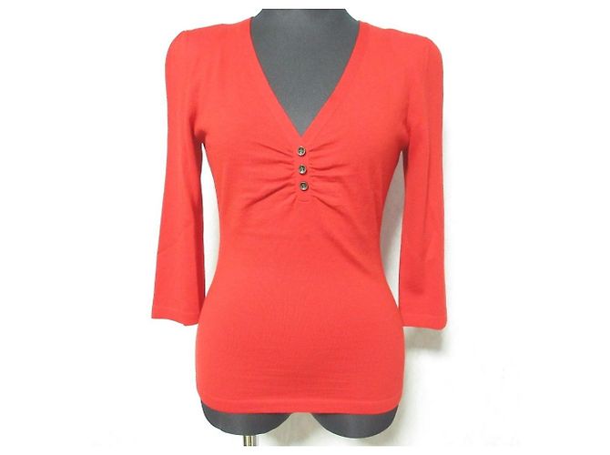Autre Marque FOXEY BOUTIQUE Stricktop mit V-Ausschnitt Rot