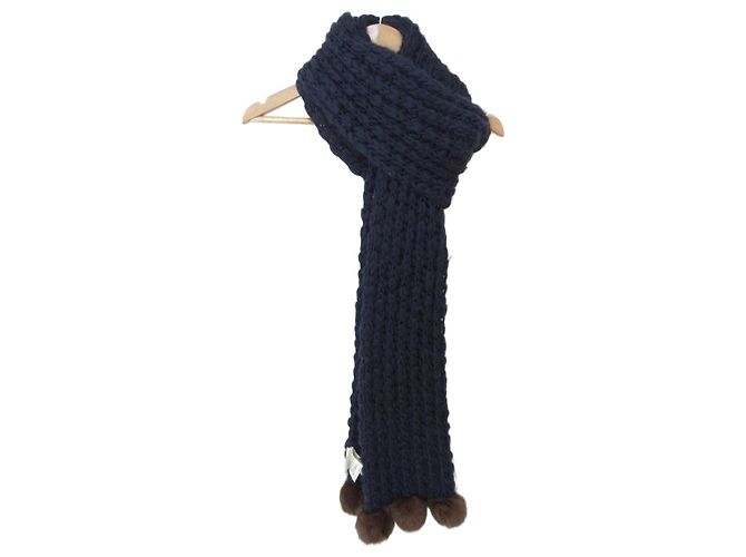 Autre Marque MAX&Co. Cachecol longo com pompons Azul