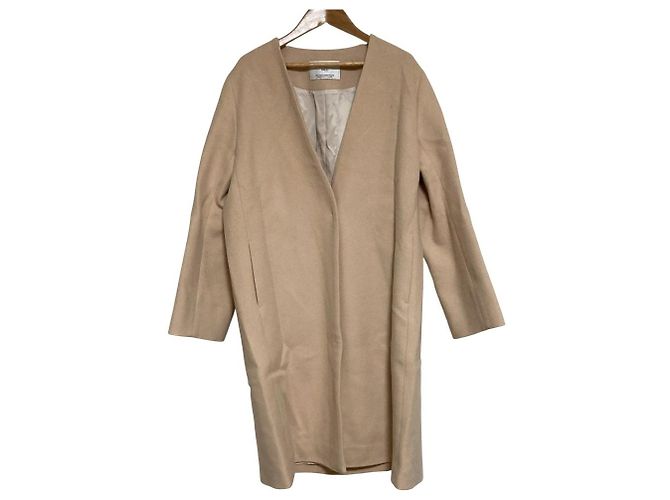 Autre Marque Abrigo largo sin cuello INED Beige