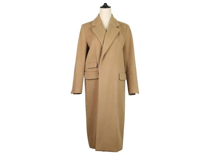 Autre Marque JANE SMITH Wool Long Double-Breasted Coat Beige Camel