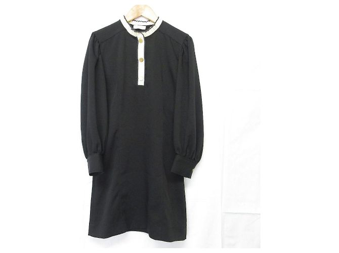 Autre Marque Sandro Kleid mit gerafftem Kragen Schwarz