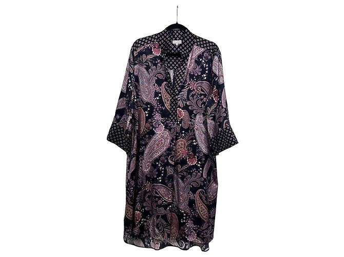 Autre Marque Vestido de seda con estampado paisley Dea Kudibal Negro Rosa Multicolor